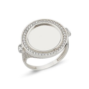 İsime Özel Taşlı Plakalı Altın Yüzük