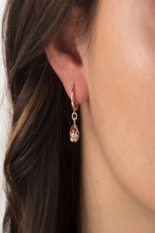 14 Ayar Altın Tek Taş Fantezi Küpe