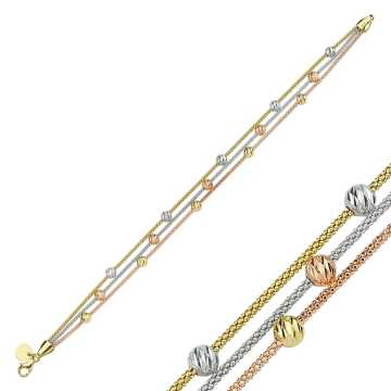 Üç Renk Üç Zincir Dorika Toplu Altın Bileklik