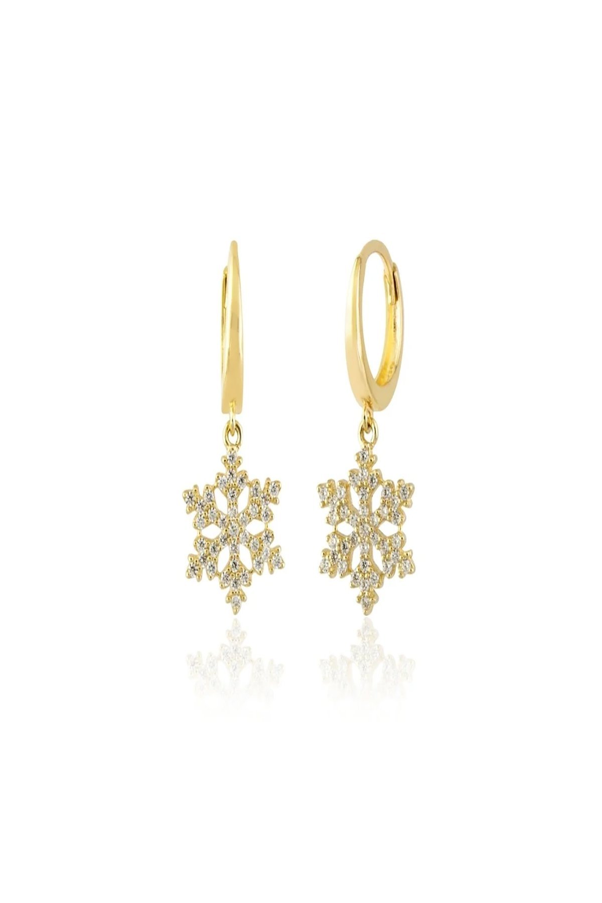 14 Ayar Altın Kar Tanesi Küpe