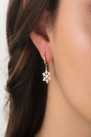 14 Ayar Altın Kar Tanesi Küpe