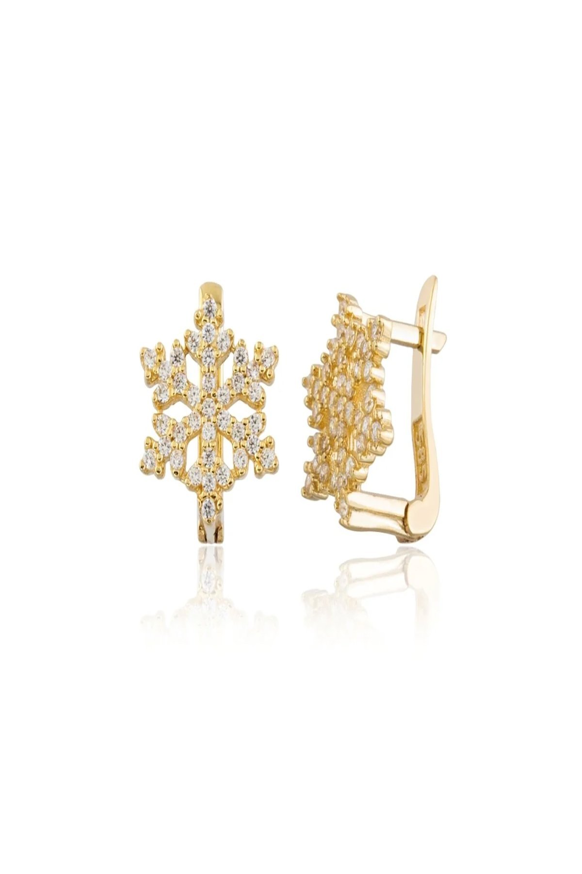 14 Ayar Altın Kar Tanesi Küpe (Klipsli)