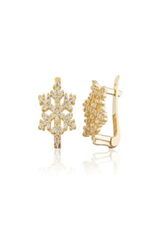 14 Ayar Altın Kar Tanesi Küpe (Klipsli)