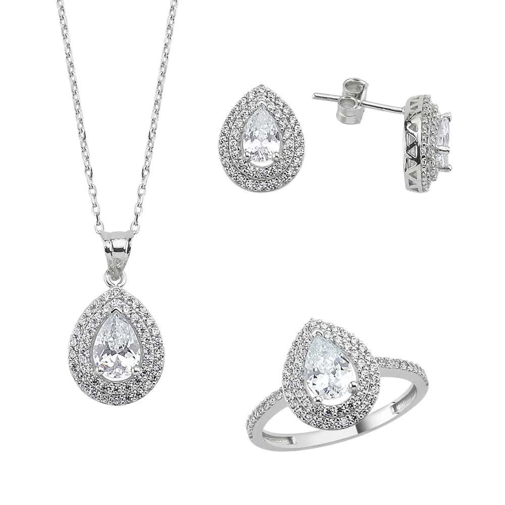Damla Taşlı Altın Mini Set