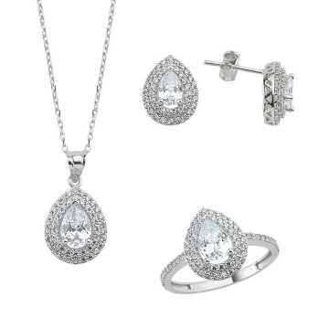 Damla Taşlı Altın Mini Set
