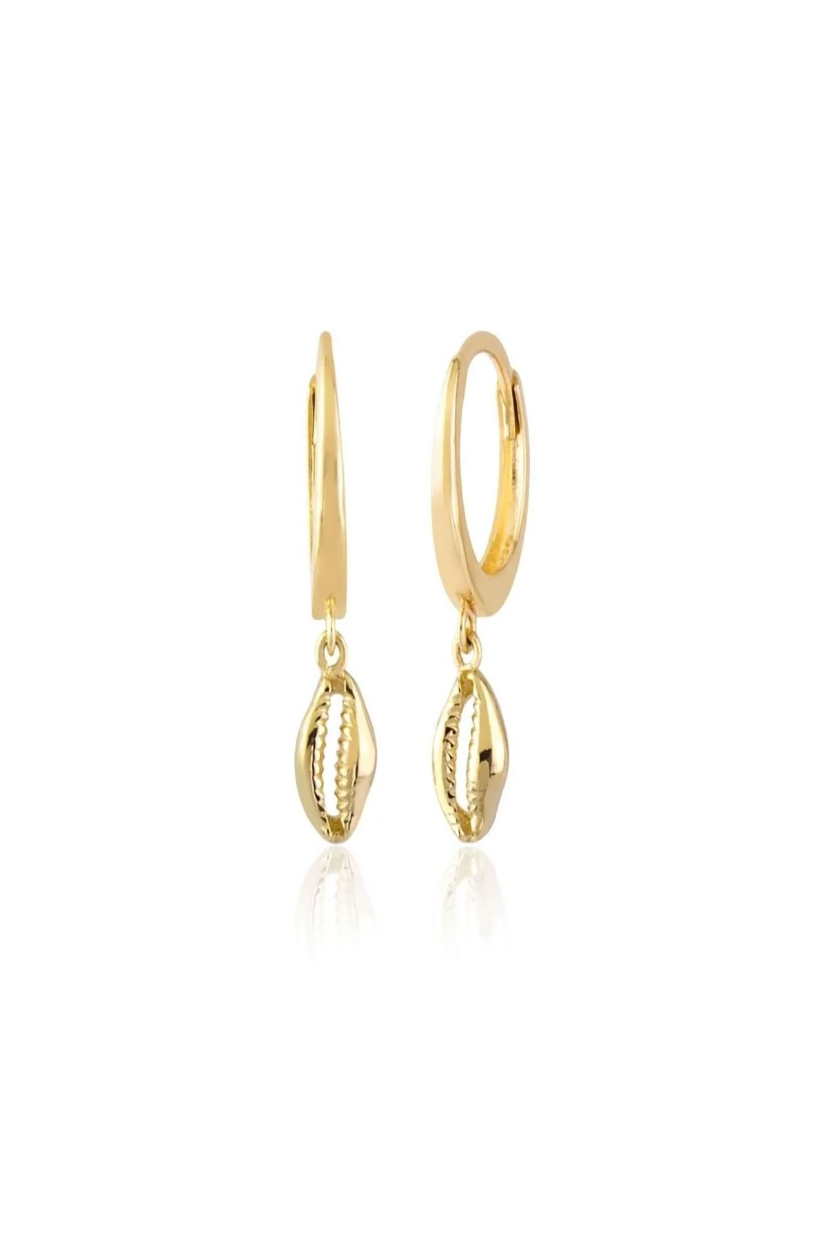 14 Ayar Altın Sallantılı Midye Küpe