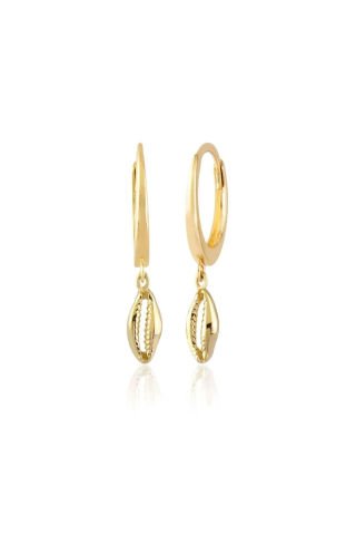 14 Ayar Altın Sallantılı Midye Küpe