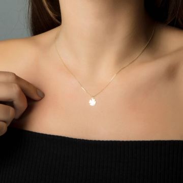 İsimli Dört Yapraklı Yonca Altın  Kolye