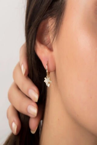 14 Ayar Altın Yaprak Küpe