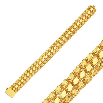 Üç Sıra Halep Pullu Altın Bileklik