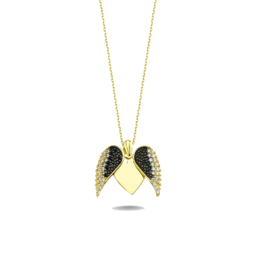 Melek Kanadı İsimli Kalp Altın Kolye