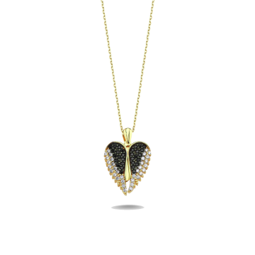 Melek Kanadı İsimli Kalp Altın Kolye