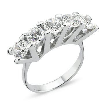 Çarpraz Yüksek V Montür Beştaş Altın Yüzük