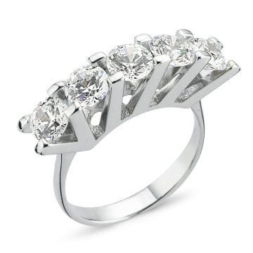 Çarpraz Yüksek V Montür Beştaş Altın Yüzük