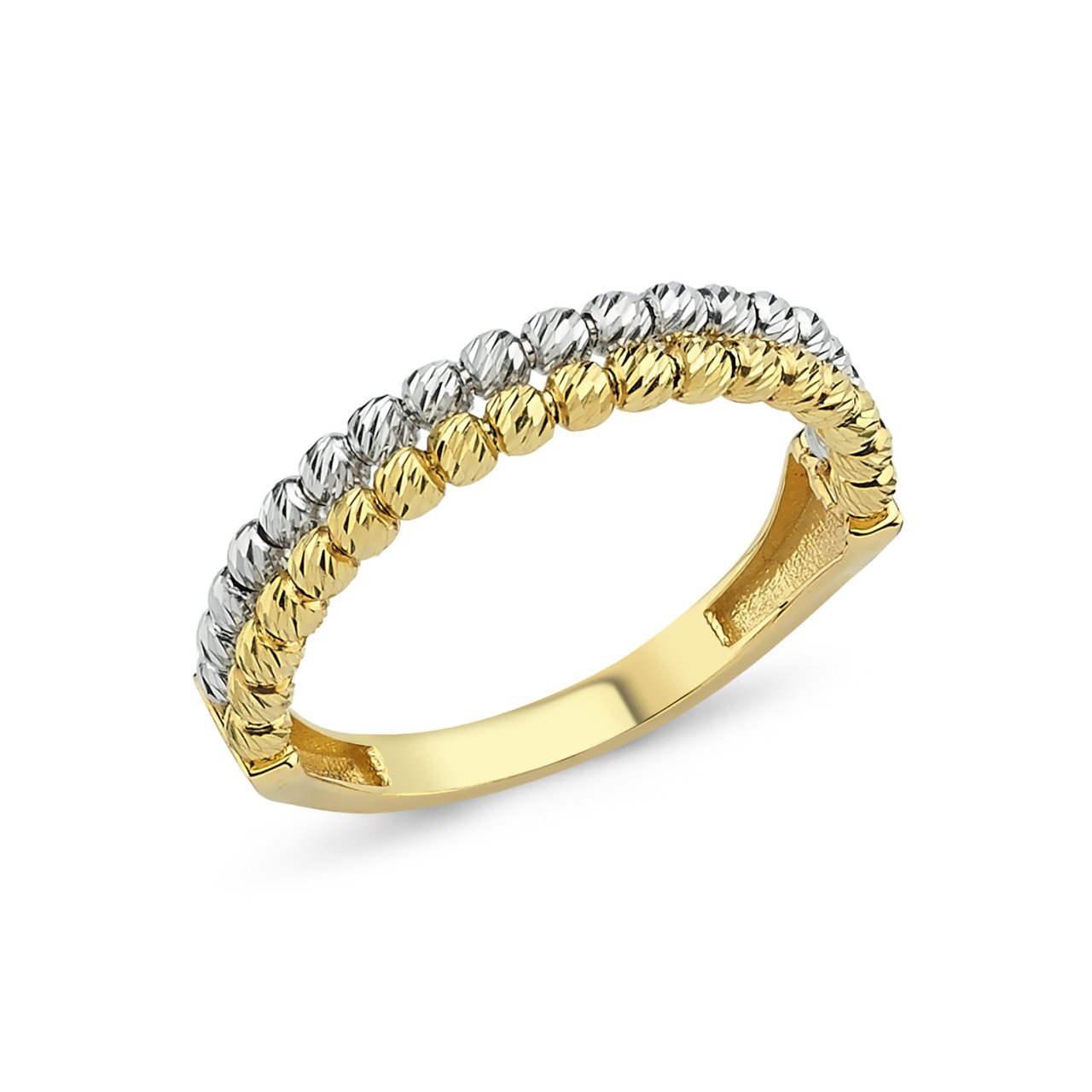 Çift Sıra Dorika Toplu Altın Yüzük