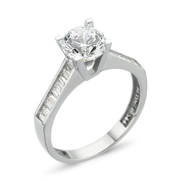 Kenar Baget Taşlı Tektaş Altın Yüzük