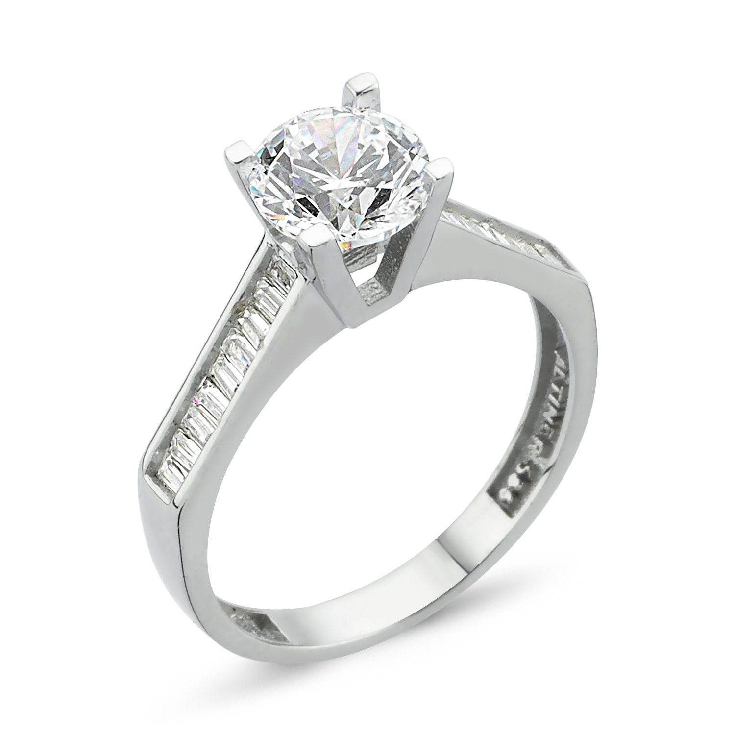 Kenar Baget Taşlı Tektaş Altın Yüzük