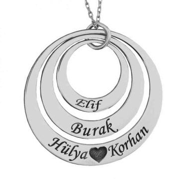 3 İsimli Halka Plaka Kolye