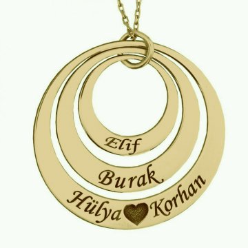 3 İsimli Halka Plaka Kolye
