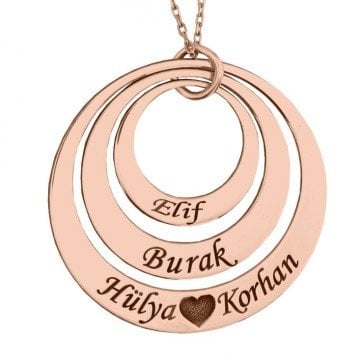 3 İsimli Halka Plaka Kolye
