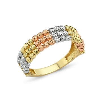 Üç Sıra Dorika Toplu Altın Yüzük