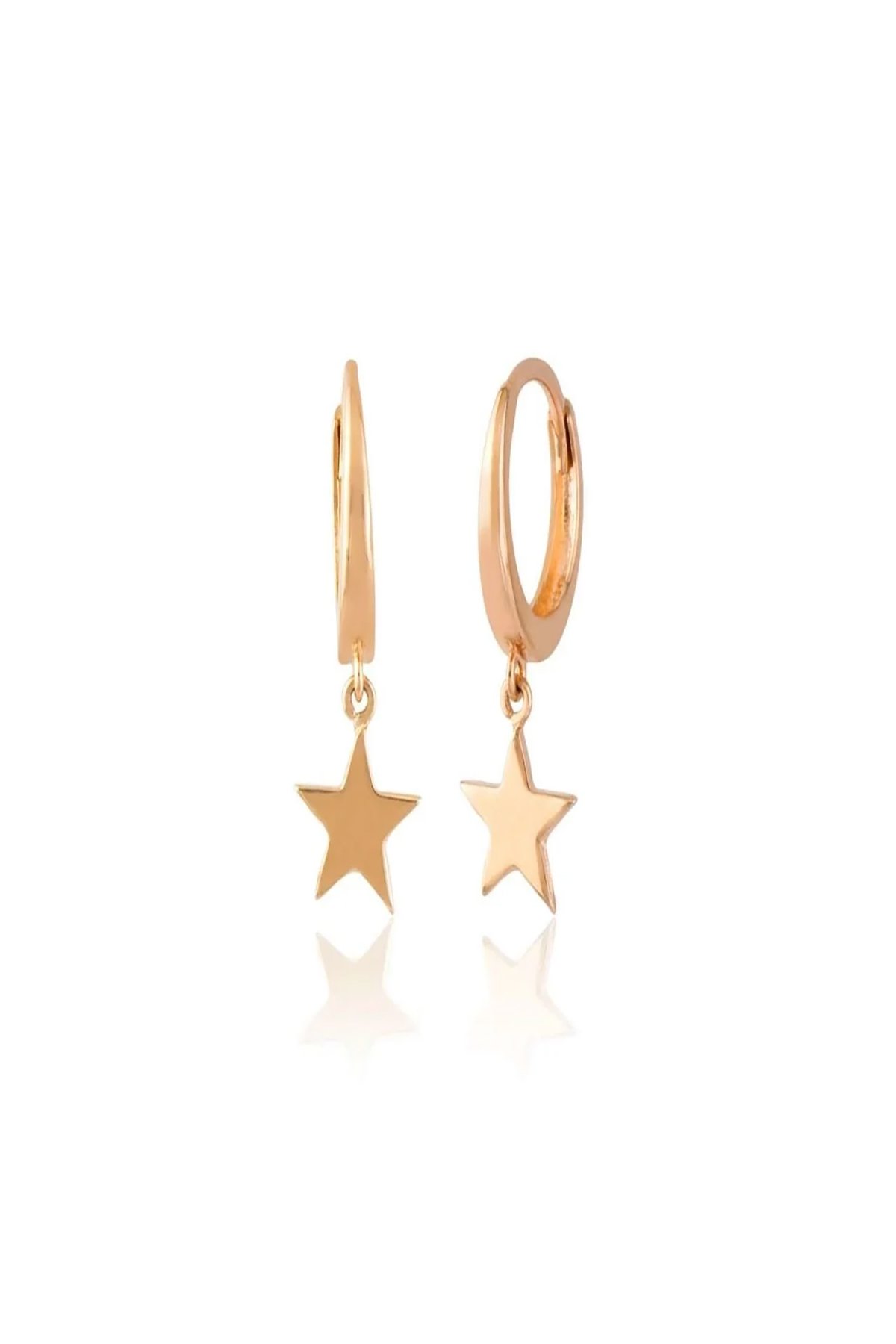 14 Ayar Altın Sallantılı Yıldız Plakalı Küpe