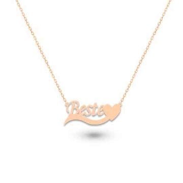 İsimli Alt Puntolu Kalpli Altın Kolye