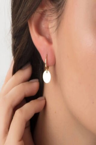 14 Ayar Altın Sallantılı Plakalı Küpe