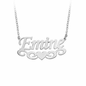 İsimli Alt Puntolu Kalpli Altın Kolye