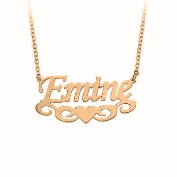 İsimli Alt Puntolu Kalpli Altın Kolye