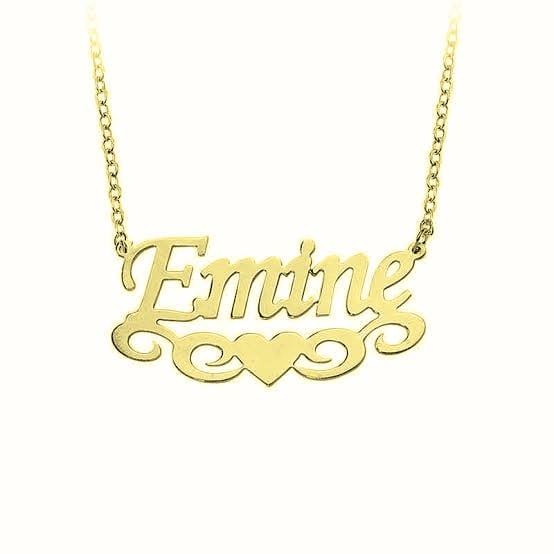 İsimli Alt Puntolu Kalpli Altın Kolye