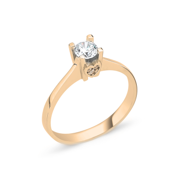 Kalp Montürlü Tektaş Altın Yüzük