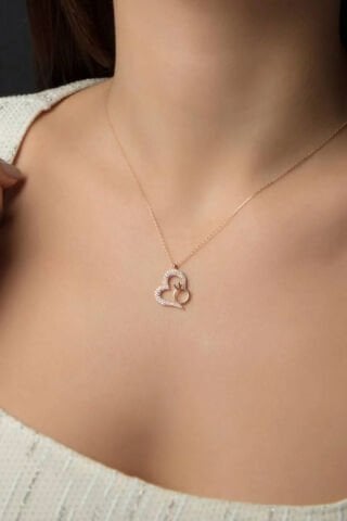 14 Ayar Altın Kalp Kolye Tek Taşlı