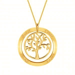 Hayat Ağacı İsimli Yuvarlak Altın Kolye