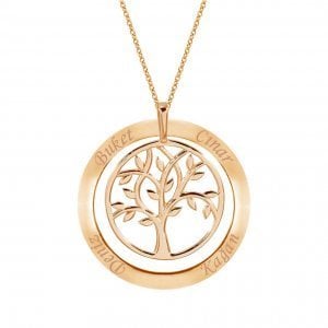 Hayat Ağacı İsimli Yuvarlak Altın Kolye