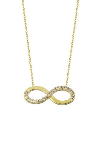 14 Ayar Altın Sonsuzluk Kolye (Yarı Taşlı)