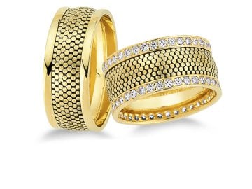 Baloncuk Modeli Taşlı El İşi Alyans