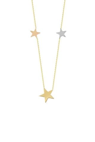 14 Ayar Altın Yıldız Kolye (3'lü)