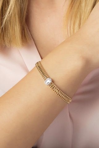 14 Ayar Altın Bagetli Viyana Bileklik