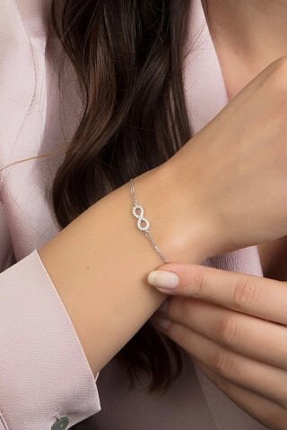 14 Ayar Altın Sonsuzluk Bileklik Taşlı