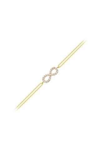 14 Ayar Altın Sonsuzluk Bileklik Taşlı