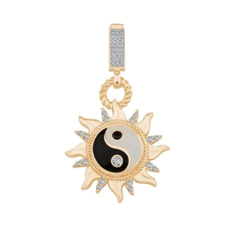 14 Ayar Altın Yin Yang Kolye Ucu Charm