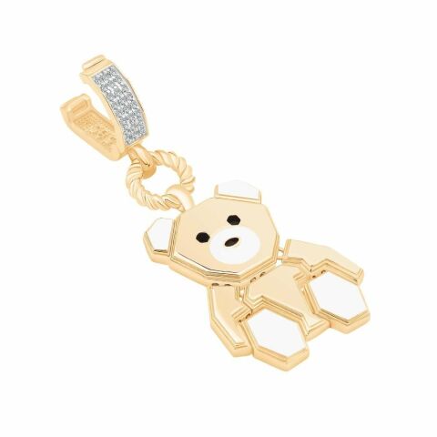 14 Ayar Altın Beyaz Ayıcık Charm