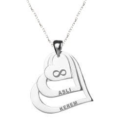 Çift Kalp Sonsuzluk İki İsimli Altın Kolye