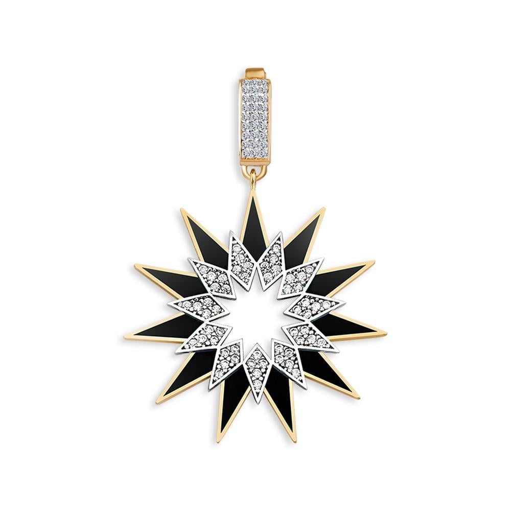 14 Ayar Altın Taşlı Siyah Güneş Charm