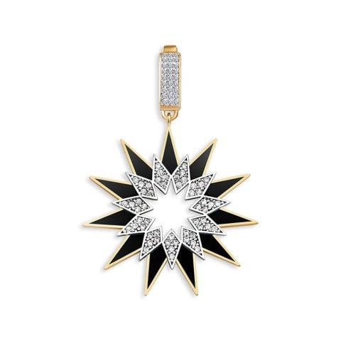 14 Ayar Altın Taşlı Siyah Güneş Charm