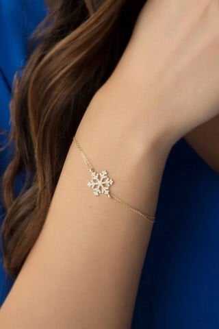14 Ayar Altın Kar Tanesi Bileklik