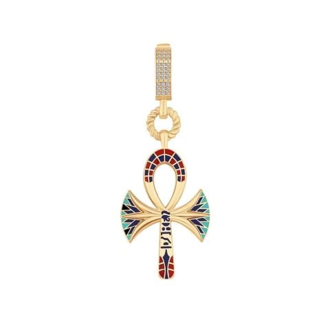 14 Ayar Altın Renkli Ankh Charm Kolye Ucu