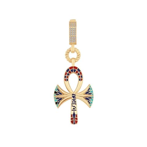 14 Ayar Altın Renkli Ankh Charm Kolye Ucu