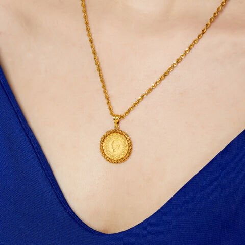 Çeyrekli Dorika Toplu Madalyon Altın Kolye